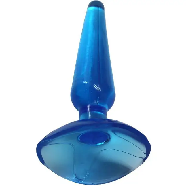 Голубая анальная пробка Butt Plug на присоске - 11 см. Фотография 2.
