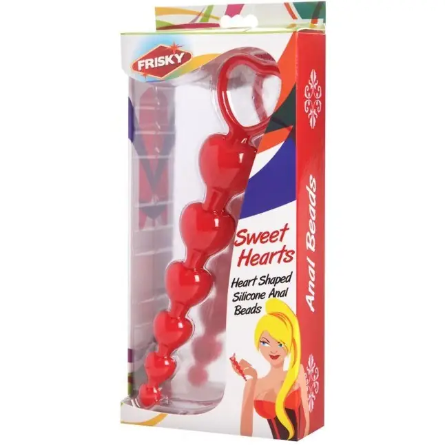 Красные анальные бусы Sweet Heart Silicone Anal Beads - 18,4 см - Frisky. Фотография 2.