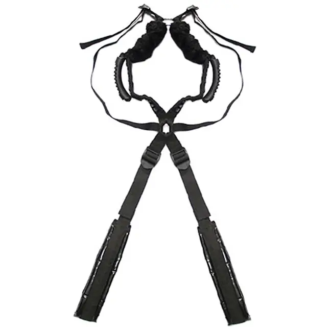 Чёрный бондажный комплект Romfun Sex Harness Bondage на сбруе. Фотография 2.