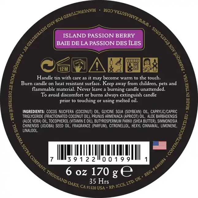 Массажная свеча Ignite Island Passion Berry с ароматом маракуйи и папайи - 170 гр. Фотография 2.