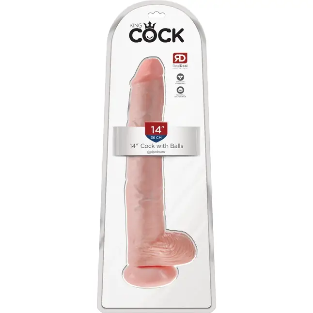Телесный фаллоимитатор-гигант 14 Cock with Balls - 37,5 см - King Cock. Фотография 5.
