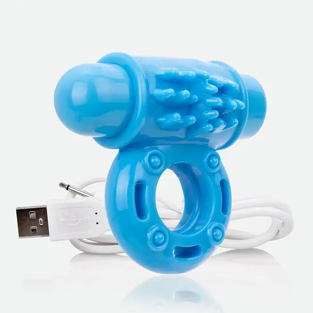 Голубое перезаряжаемое эрекционное виброкольцо CHARGED O WOW RING - 2017 Spring Collection. Фотография 2.