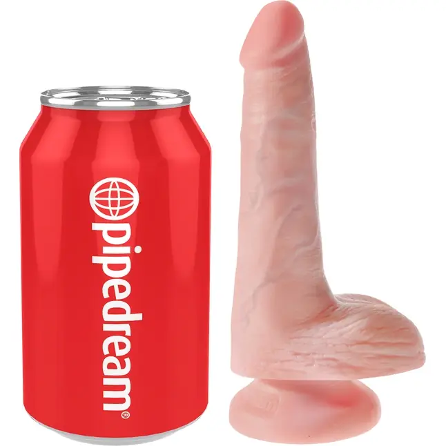 Телесный фаллоимитатор с мошонкой и присоской 6 Cock with Balls - 17,8 см - King Cock. Фотография 2.