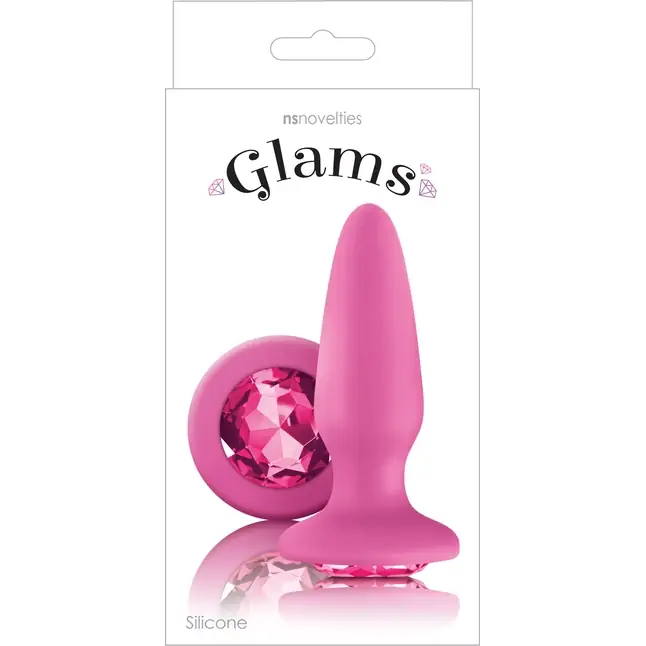 Розовая анальная пробка с розовым кристаллом Glams Pink Gem - 10,4 см - Glams. Фотография 2.