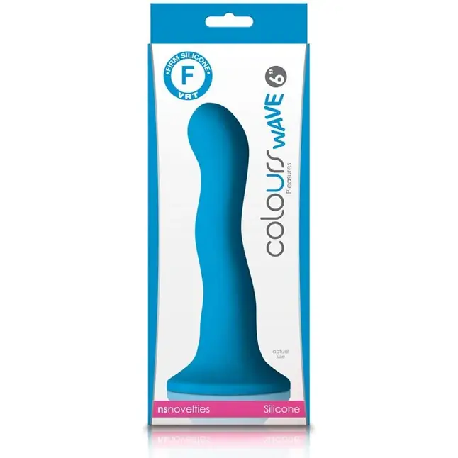 Голубой изогнутый фаллоимитатор Colours Wave 6 Dildo - 19 см - Colours. Фотография 2.