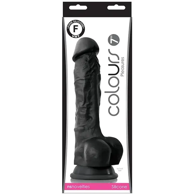 Чёрный фаллоимитатор на присоске Colours Pleasures 7 Dildo - 22,3 см - Colours. Фотография 2.