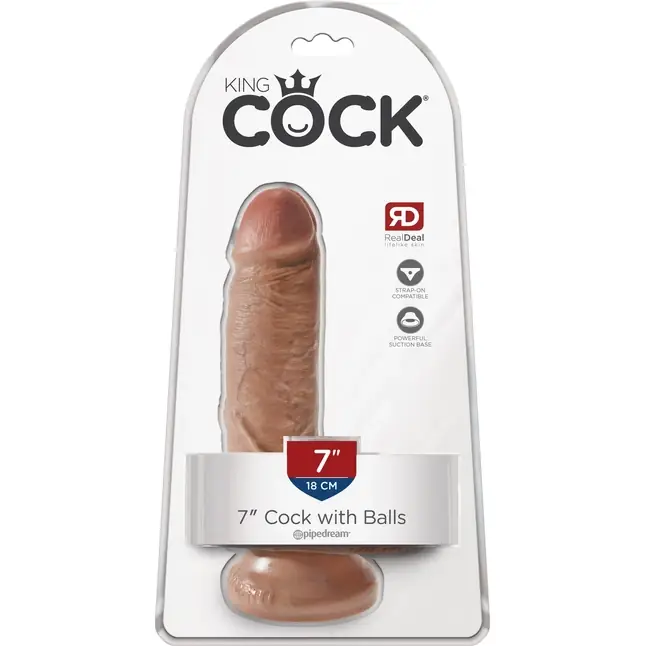 Фаллоимитатор-мулат с мошонкой 7 Cock with Balls - 19,4 см - King Cock. Фотография 5.
