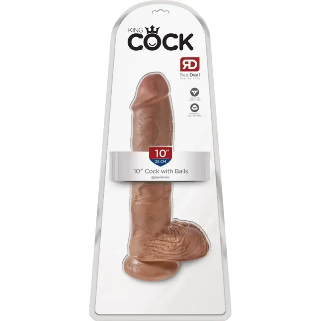 Фаллоимитатор-мулат с мошонкой 10 Cock with Balls на присоске - 25,4 см - King Cock. Фотография 5.