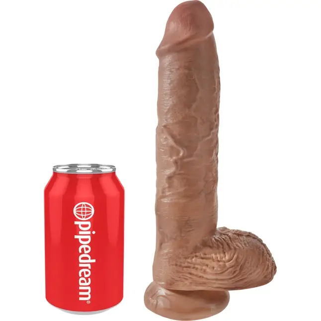 Фаллоимитатор-мулат с мошонкой 10 Cock with Balls на присоске - 25,4 см - King Cock. Фотография 6.