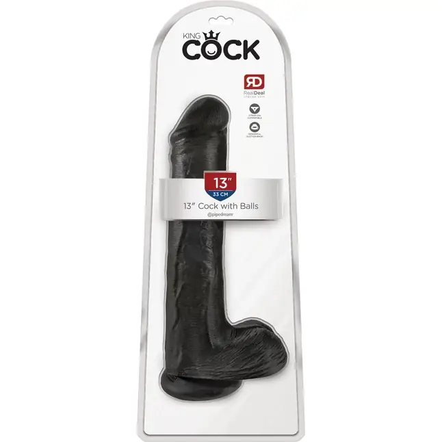 Чёрный фаллоимитатор на присоске 13 Cock with Balls - 35,6 см - King Cock. Фотография 5.