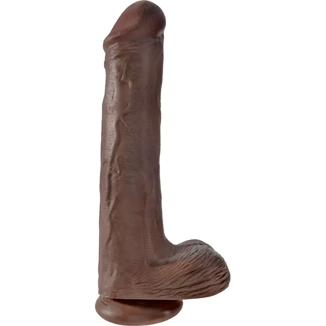 Коричневый фаллоимитатор на присоске 13 Cock with Balls - 35,6 см - King Cock