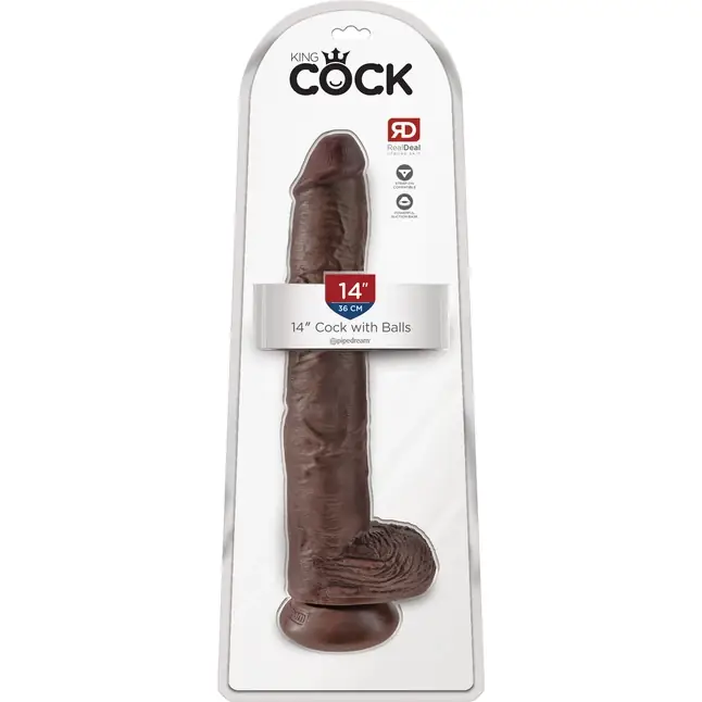 Коричневый фаллоимитатор-гигант 14 Cock with Balls - 37,5 см - King Cock. Фотография 5.