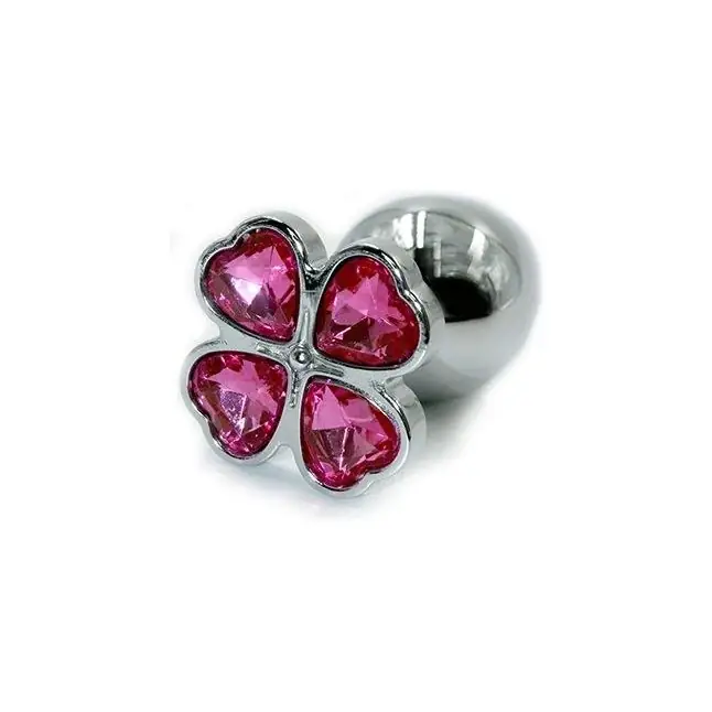 Серебристая алюминиевая анальная пробка с цветком из кристаллов - 6 см - Kanikule anal plugs