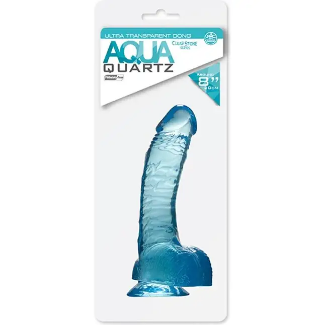 Голубой гелевый фаллоимитатор Aqua Quartz - 20 см. Фотография 2.