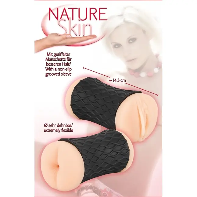 Двусторонний мастурбатор Nature Skin - вагина и анус - Nature Skin. Фотография 4.