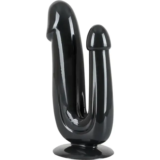 Чёрный анально-вагинальный фаллоимитатор Duo Dildo - 17,5 см - Bad Kitty. Фотография 2.