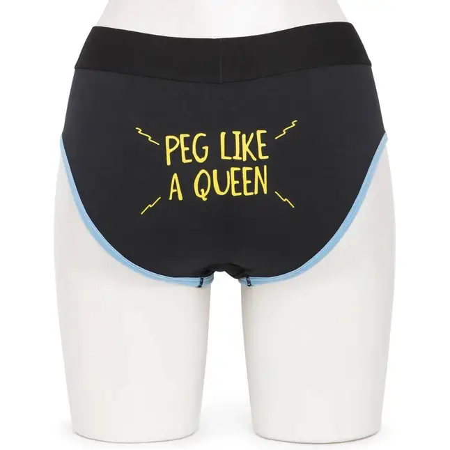 Ярко-розовый страпон на трусиках-брифах Broad City Pegasus Pegging Kit L/XL - 17,8 см. Фотография 2.