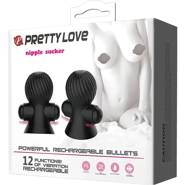 Чёрные перезаряжаемые вибростимуляторы для груди - Pretty Love. Фотография 6.