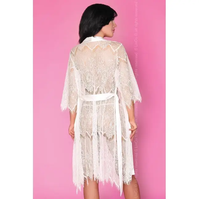 Ажурный комплект Reve Blanc: пеньюар, сорочка, трусики-стринги - Lucie Deirre Collection. Фотография 6.