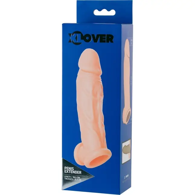 Телесная насадка на пенис с фиксацией мошонки - 18,5 см - XLover. Фотография 5.