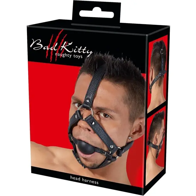 Кляп-намордник с фиксацией на голову Head Harness - Bad Kitty. Фотография 5.