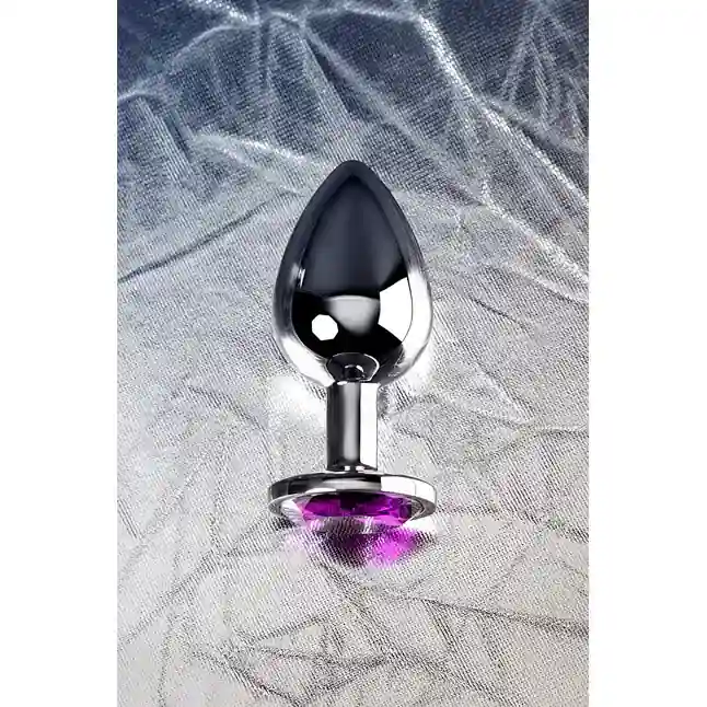 Анальная втулка с фиолетовым стразом-сердцем - 9,5 см - Metal. Фотография 10.