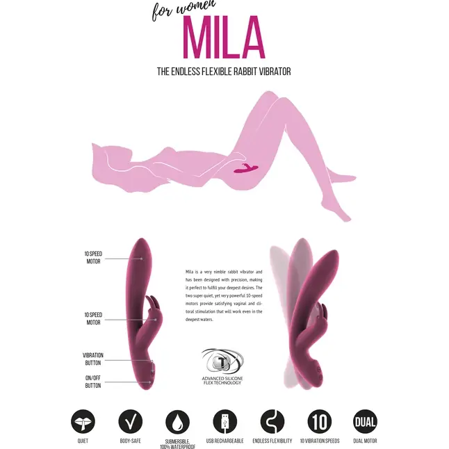 Розовый вибратор с клиторальным отростком Mila - 22 см - Jil. Фотография 7.