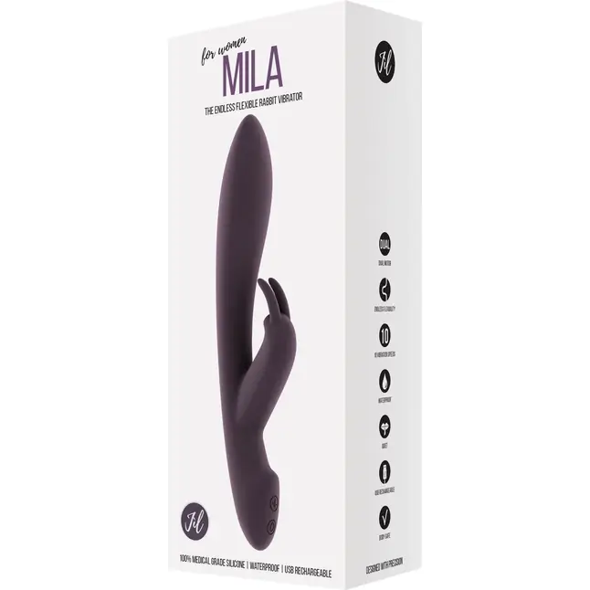 Фиолетовый вибратор с клиторальным отростком Mila - 22 см - Jil. Фотография 7.