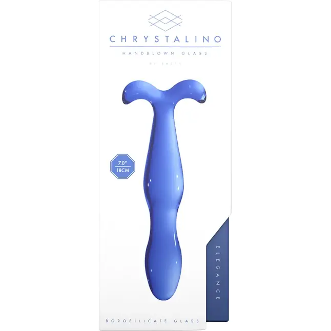Синий стеклянный стимулятор Elegance - 18 см - Chrystalino. Фотография 5.