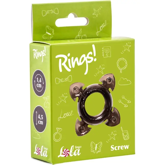Чёрное эрекционное кольцо Rings Screw - Rings!. Фотография 2.