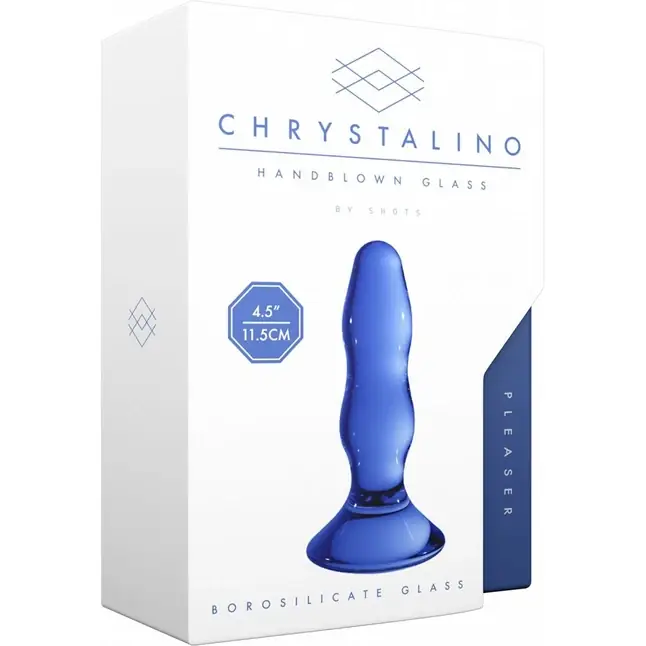 Синяя стеклянная анальная пробка Pleaser - 11,5 см - Chrystalino. Фотография 2.