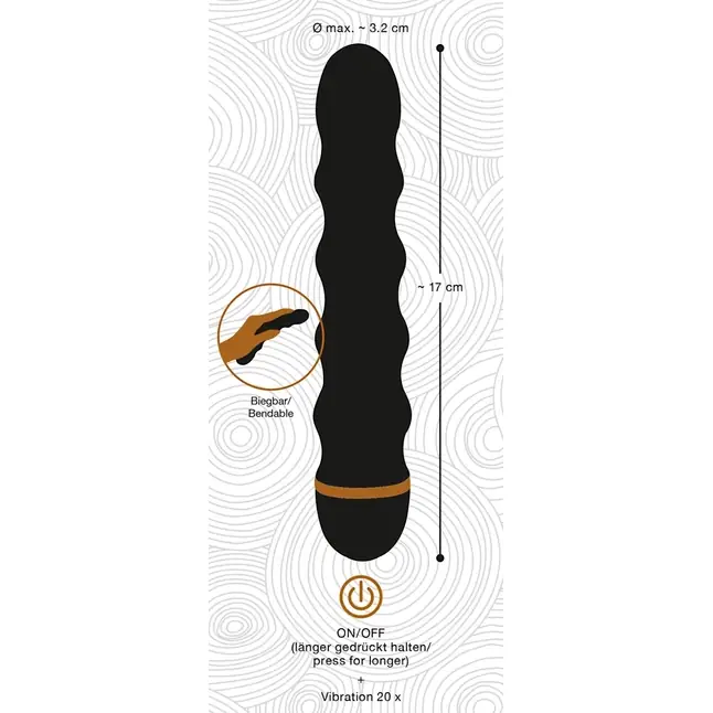 Чёрный вибратор Bendy Wavy с волнами на тельце - 17 см - You2Toys. Фотография 5.