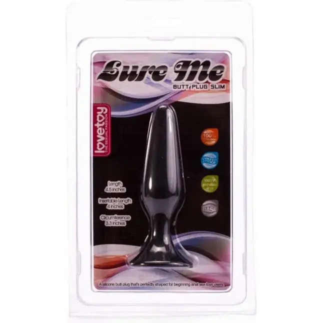 Чёрная анальная пробка с ограничительным основанием LURE ME Silicone Anal Plug - 12,1 см. Фотография 3.