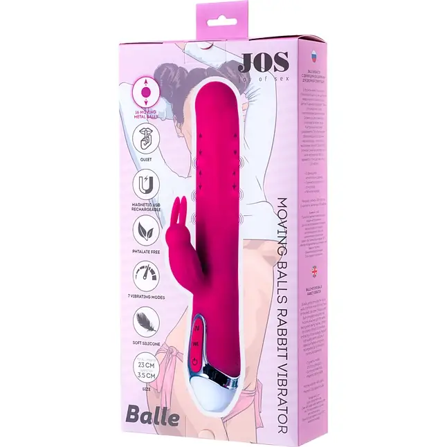 Розовый вибратор с клиторальным стимулятором Balle - 23 см. Фотография 7.