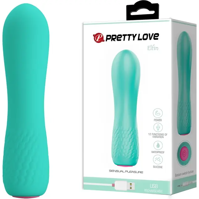 Мятный мини-вибратор Elfin - 11,9 см - Pretty Love. Фотография 2.