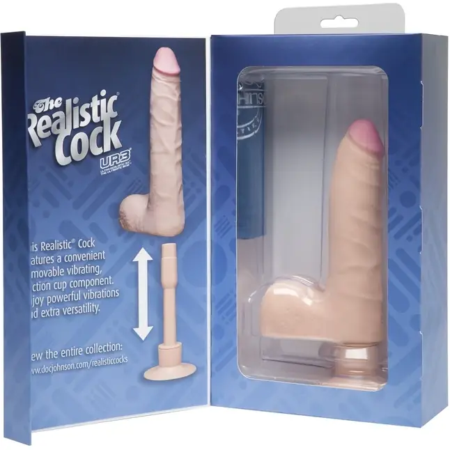Телесный вибромассажер The Realistic Cock ULTRASKYN Vibrating 7” Slim - 22,1 см - The Realistic Cock. Фотография 3.