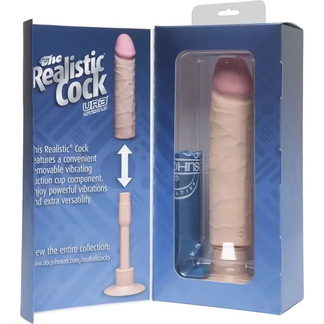 Вибратор-реалистик The Realistic Cock ULTRASKYN Without Balls Vibrating 8” - 24,1 см - The Realistic Cock. Фотография 3.