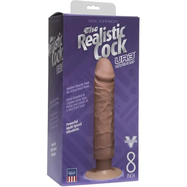 Вибратор-мулат The Realistic Cock ULTRASKYN Without Balls Vibrating 8” - 24,1 см - The Realistic Cock. Фотография 2.