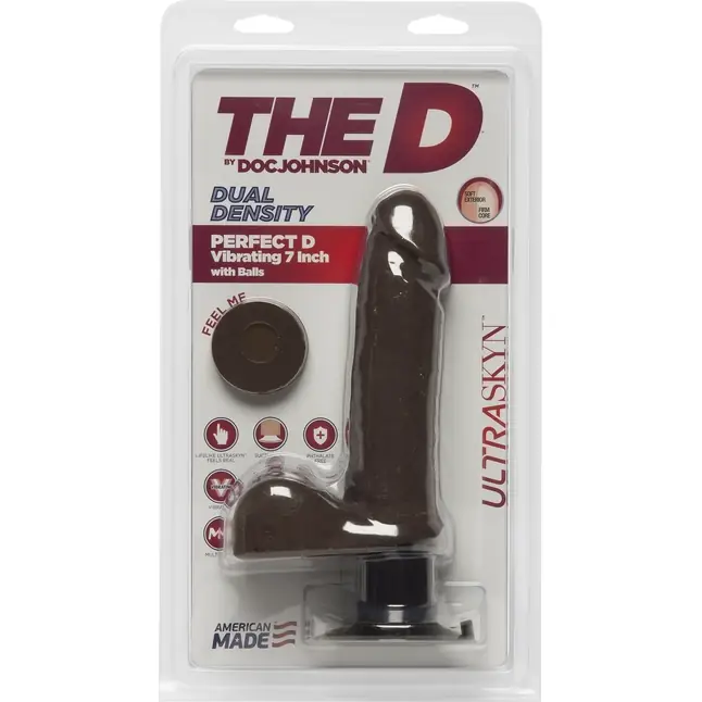 Коричневый вибратор-реалистик Perfect D Vibrating 7 with Balls - The D. Фотография 2.