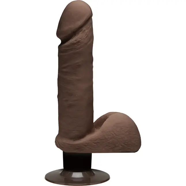 Коричневый вибратор-реалистик Perfect D Vibrating 7 with Balls - The D