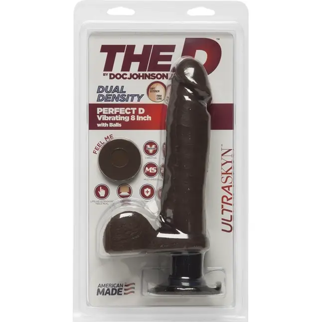 Коричневый вибратор-реалистик Perfect D Vibrating 8 with Balls - The D. Фотография 2.