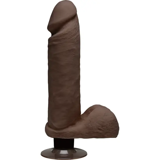 Коричневый вибратор-реалистик Perfect D Vibrating 8 with Balls - The D