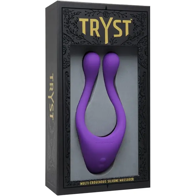 Фиолетовый вибромассажер для пар TRYST Multi Erogenous Zone Massager. Фотография 5.