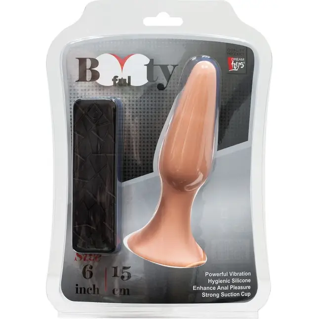 Телесная анальная пробка с вибрацией BOOTYFUL 6INCH SLIM INTRUDER - 15 см - Bootyful. Фотография 2.