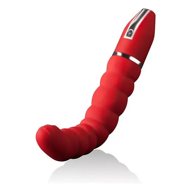 Красный гнущийся анальный вибратор PURRFECT SILICONE DELUXE 5.5INCH - 14 см - Purrfect Silicone. Фотография 2.
