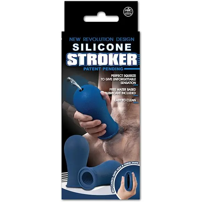 Синий мастурбатор с мягкими рёбрышками SILICONE STROKER. Фотография 2.