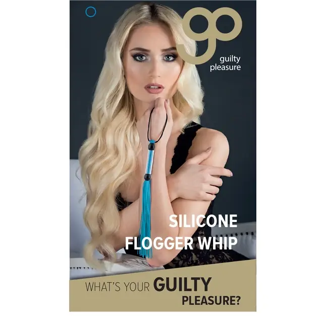 Голубая мини-плеть из силикона и акрила SILICONE FLOGGER WHIP - 25,6 см - Guilty Pleasure. Фотография 2.