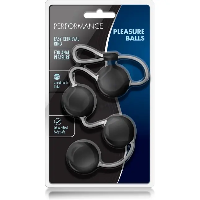 Чёрные анальные шарики Performance Pleasure Balls - Performance. Фотография 2.
