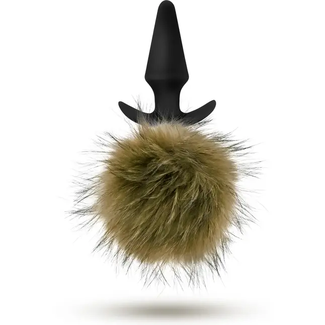 Силиконовая анальная пробка с дымчатым заячьим хвостом Fur Pom Pom - 12,7 см - Pom Plugs