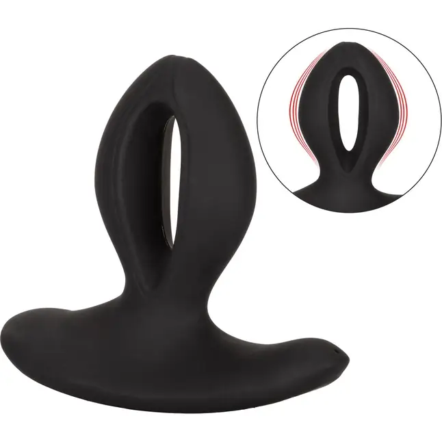 Чёрная анальная пробка с вибрацией Silicone Wireless Dual Motor Probe - 11,5 см - Eclipse. Фотография 2.